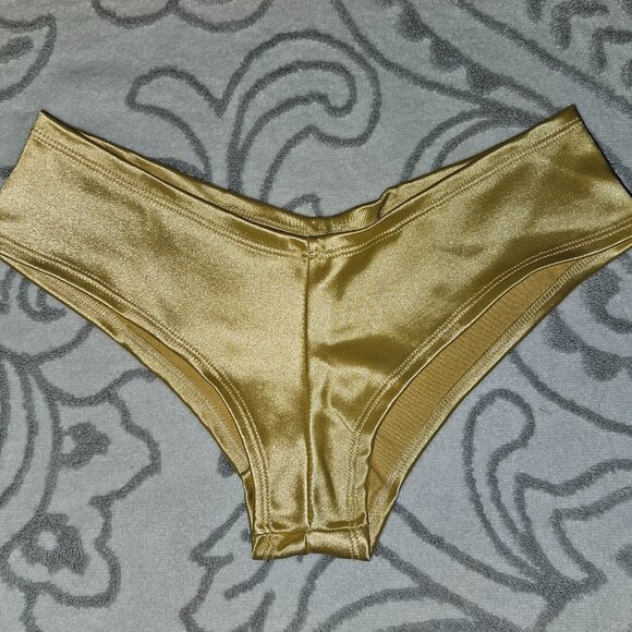 NWT GOLD LOW V BOOTY SHORTS size LARGE - Picture 1 of 15